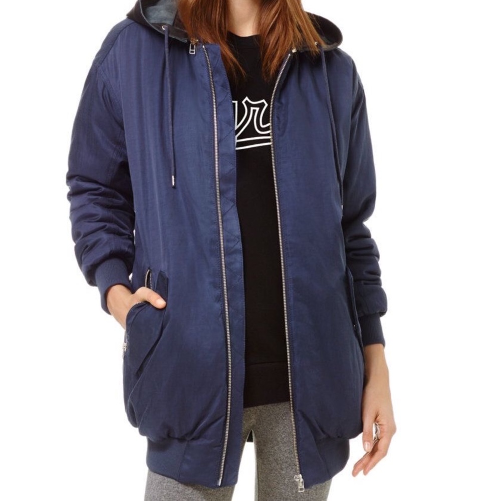 **SOLD** TNA Citadel Oversized Bomber Jacket w/Leather hood